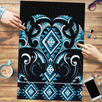Blue Ngaru Taniko With Aotearoa Maori Tattoo Puzzle LT14 Blue - Polynesian Pride