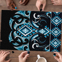 Blue Ngaru Taniko With Aotearoa Maori Tattoo Puzzle LT14 - Polynesian Pride