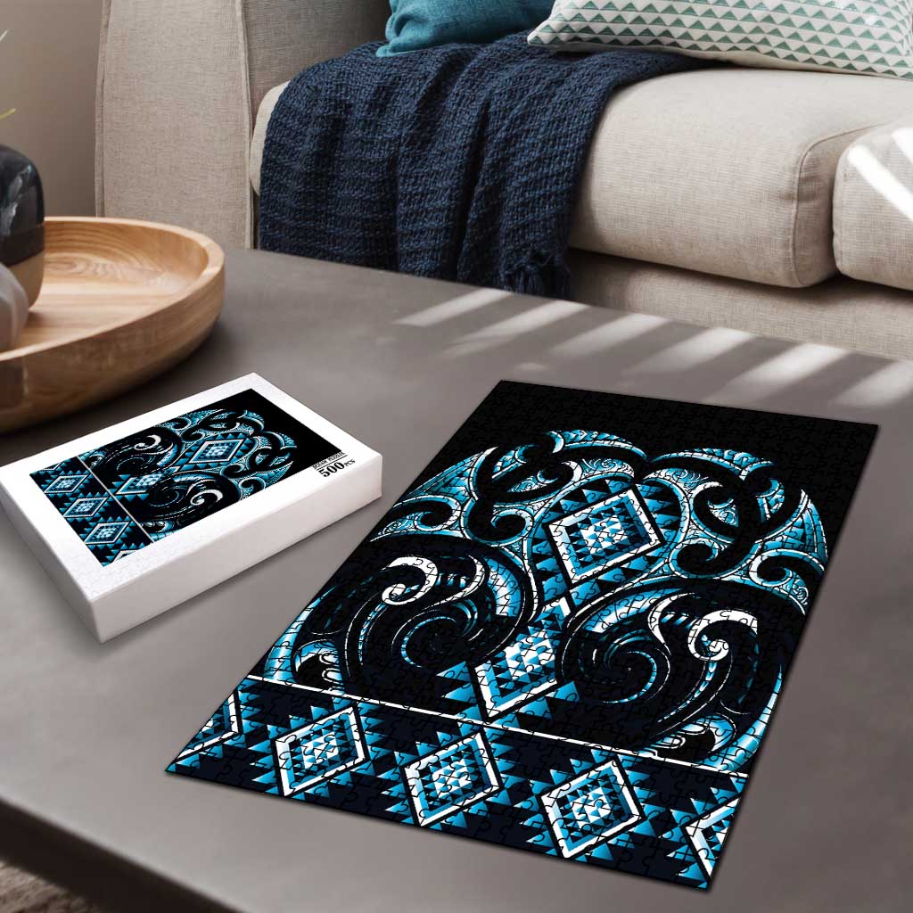 Blue Ngaru Taniko With Aotearoa Maori Tattoo Puzzle LT14 - Polynesian Pride
