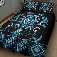 Blue Ngaru Taniko With Aotearoa Maori Tattoo Quilt Bed Set LT14 - Polynesian Pride