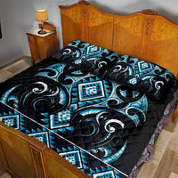 Blue Ngaru Taniko With Aotearoa Maori Tattoo Quilt Bed Set LT14 - Polynesian Pride