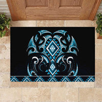 Blue Ngaru Taniko With Aotearoa Maori Tattoo Rubber Doormat LT14 Blue - Polynesian Pride