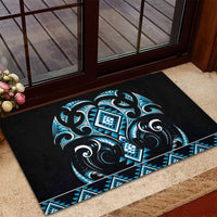 Blue Ngaru Taniko With Aotearoa Maori Tattoo Rubber Doormat LT14 - Polynesian Pride