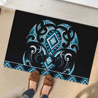 Blue Ngaru Taniko With Aotearoa Maori Tattoo Rubber Doormat LT14 - Polynesian Pride