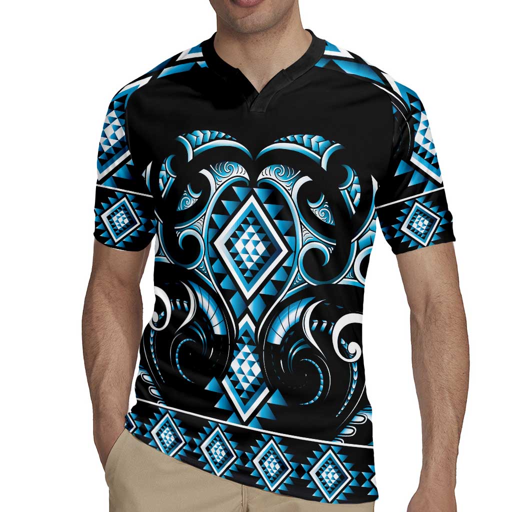 Blue Ngaru Taniko With Aotearoa Maori Tattoo Rugby Jersey LT14 - Polynesian Pride
