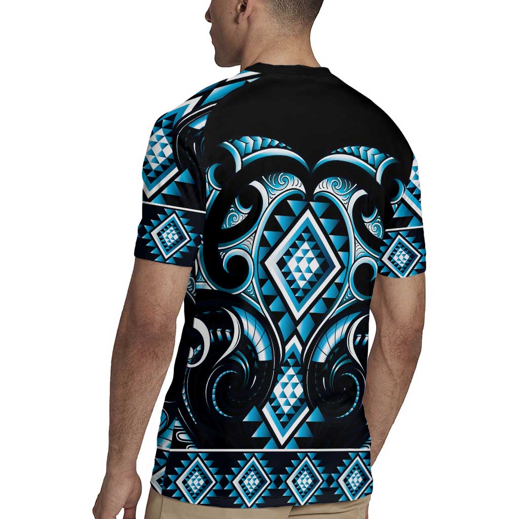 Blue Ngaru Taniko With Aotearoa Maori Tattoo Rugby Jersey LT14 - Polynesian Pride