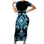 Blue Ngaru Taniko With Aotearoa Maori Tattoo Short Sleeve Bodycon Dress