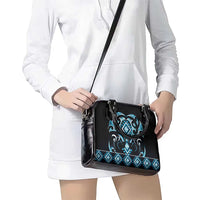 Blue Ngaru Taniko With Aotearoa Maori Tattoo Shoulder Handbag LT14 - Polynesian Pride