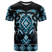 Blue Ngaru Taniko With Aotearoa Maori Tattoo T Shirt LT14 Blue - Polynesian Pride