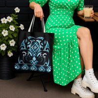 Blue Ngaru Taniko With Aotearoa Maori Tattoo Tote Bag LT14 - Polynesian Pride