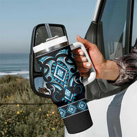 Blue Ngaru Taniko With Aotearoa Maori Tattoo Tumbler With Handle LT14 - Polynesian Pride