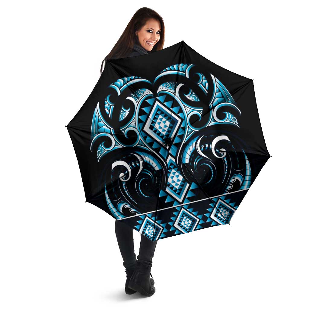 Blue Ngaru Taniko With Aotearoa Maori Tattoo Umbrella LT14 - Polynesian Pride