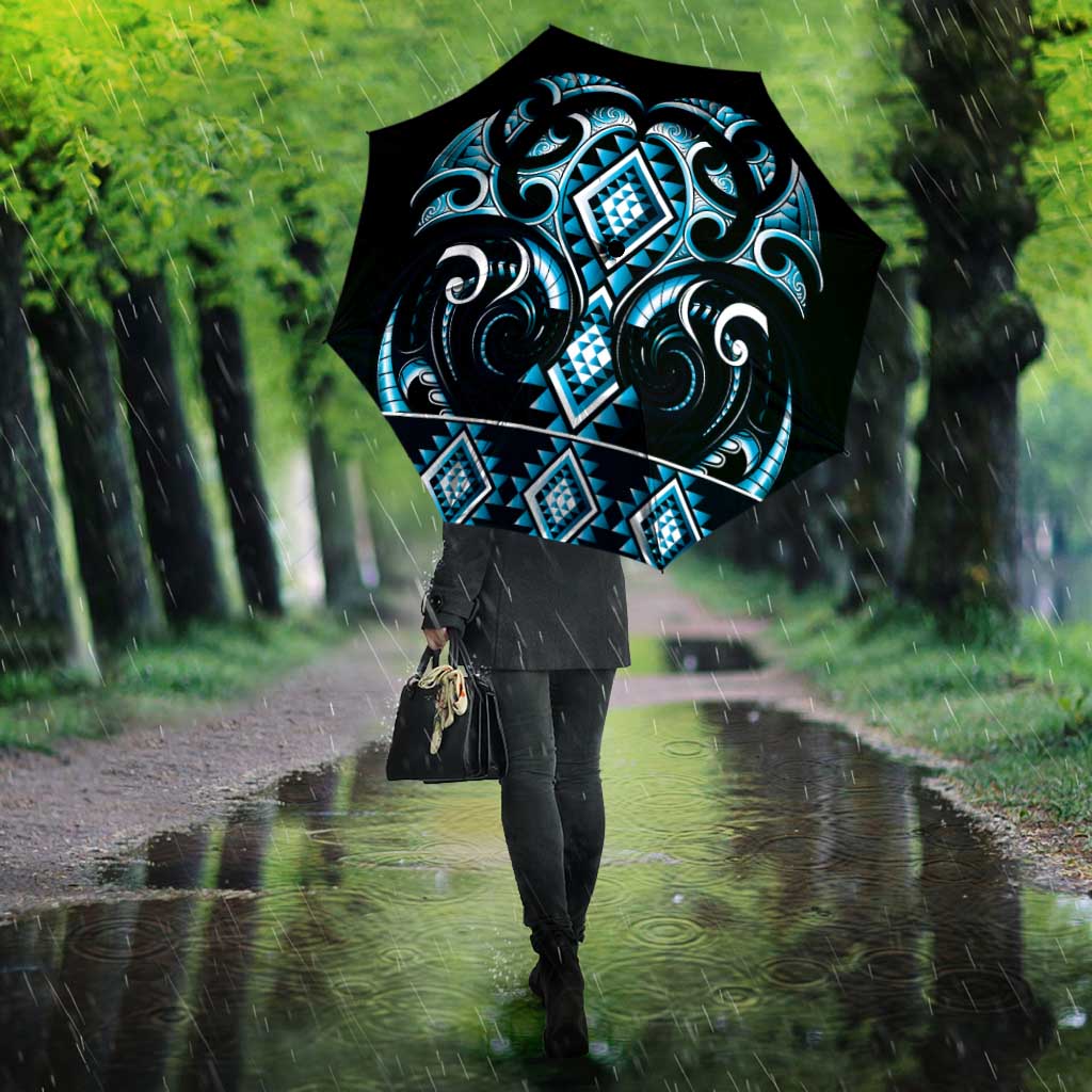 Blue Ngaru Taniko With Aotearoa Maori Tattoo Umbrella LT14 - Polynesian Pride