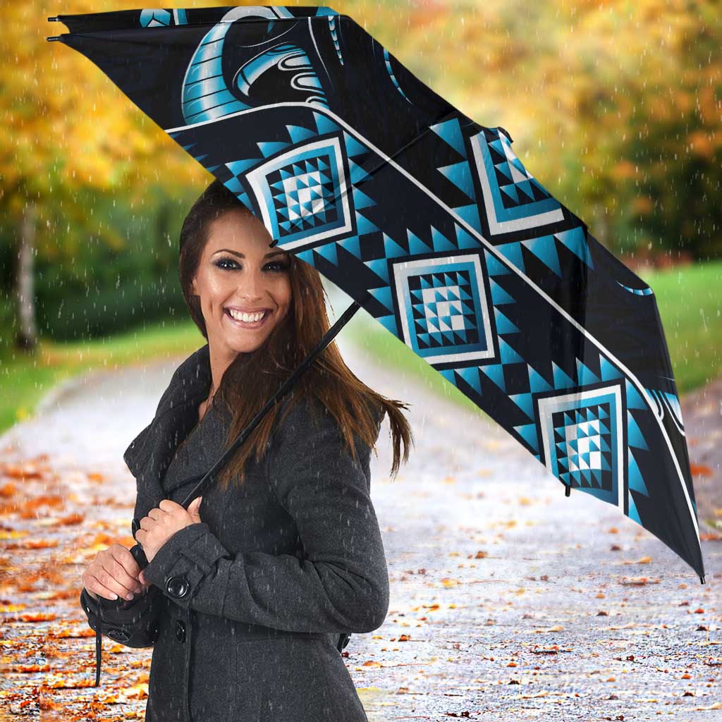 Blue Ngaru Taniko With Aotearoa Maori Tattoo Umbrella LT14 - Polynesian Pride