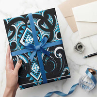 Blue Ngaru Taniko With Aotearoa Maori Tattoo Wrapping Paper LT14 - Polynesian Pride