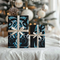 Blue Ngaru Taniko With Aotearoa Maori Tattoo Wrapping Paper LT14 - Polynesian Pride