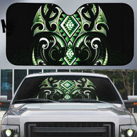 Green Ngaru Taniko With Aotearoa Maori Tattoo Auto Sun Shade LT14 Green - Polynesian Pride