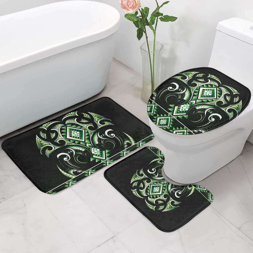 Green Ngaru Taniko With Aotearoa Maori Tattoo Bathroom Set LT14 - Polynesian Pride