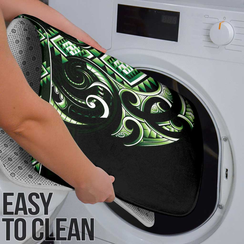 Green Ngaru Taniko With Aotearoa Maori Tattoo Bathroom Set LT14 - Polynesian Pride
