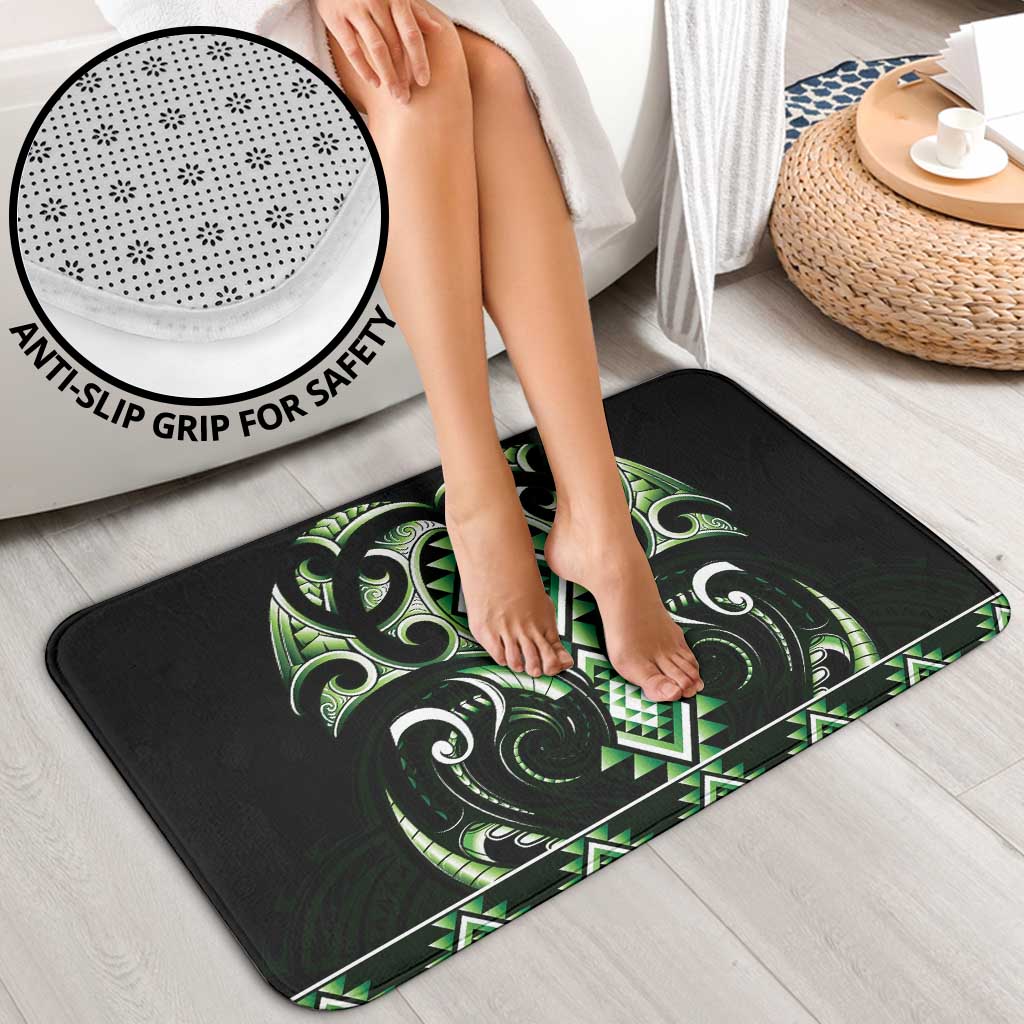 Green Ngaru Taniko With Aotearoa Maori Tattoo Bathroom Set LT14 - Polynesian Pride