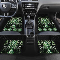 Green Ngaru Taniko With Aotearoa Maori Tattoo Car Mats LT14 Set 4pcs Green - Polynesian Pride