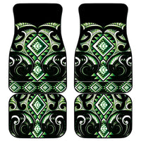 Green Ngaru Taniko With Aotearoa Maori Tattoo Car Mats LT14 - Polynesian Pride