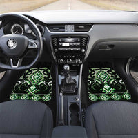 Green Ngaru Taniko With Aotearoa Maori Tattoo Car Mats LT14 Set 2pcs - Front Green - Polynesian Pride
