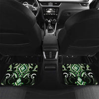 Green Ngaru Taniko With Aotearoa Maori Tattoo Car Mats LT14 Set 2pcs - Back Green - Polynesian Pride