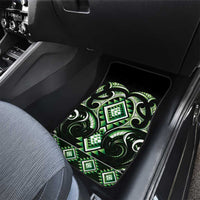 Green Ngaru Taniko With Aotearoa Maori Tattoo Car Mats LT14 - Polynesian Pride