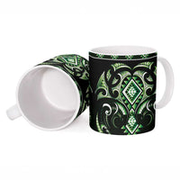 Green Ngaru Taniko With Aotearoa Maori Tattoo Ceramic Mug LT14 - Polynesian Pride
