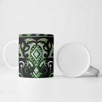 Green Ngaru Taniko With Aotearoa Maori Tattoo Ceramic Mug LT14 - Polynesian Pride