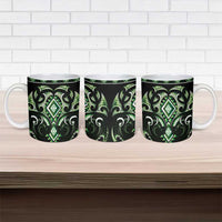 Green Ngaru Taniko With Aotearoa Maori Tattoo Ceramic Mug LT14 - Polynesian Pride