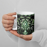Green Ngaru Taniko With Aotearoa Maori Tattoo Ceramic Mug LT14 - Polynesian Pride