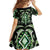 Green Ngaru Taniko With Aotearoa Maori Tattoo Family Matching Off The Shoulder Long Sleeve Dress and Hawaiian Shirt