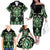 Green Ngaru Taniko With Aotearoa Maori Tattoo Family Matching Off The Shoulder Long Sleeve Dress and Hawaiian Shirt