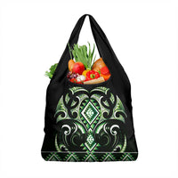 Green Ngaru Taniko With Aotearoa Maori Tattoo Grocery Bag LT14 1-pack One Size Green - Polynesian Pride