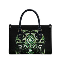 Green Ngaru Taniko With Aotearoa Maori Tattoo Leather Bag LT14 - Polynesian Pride