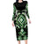 Green Ngaru Taniko With Aotearoa Maori Tattoo Long Sleeve Bodycon Dress