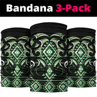 Green Ngaru Taniko With Aotearoa Maori Tattoo Neck Gaiter LT14 package One Size: 25*50cm Green - Polynesian Pride