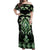 Green Ngaru Taniko With Aotearoa Maori Tattoo Off Shoulder Maxi Dress