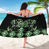 Green Ngaru Taniko With Aotearoa Maori Tattoo Sarong LT14 - Polynesian Pride