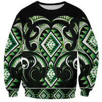 Green Ngaru Taniko With Aotearoa Maori Tattoo Sweatshirt LT14 Unisex Green - Polynesian Pride