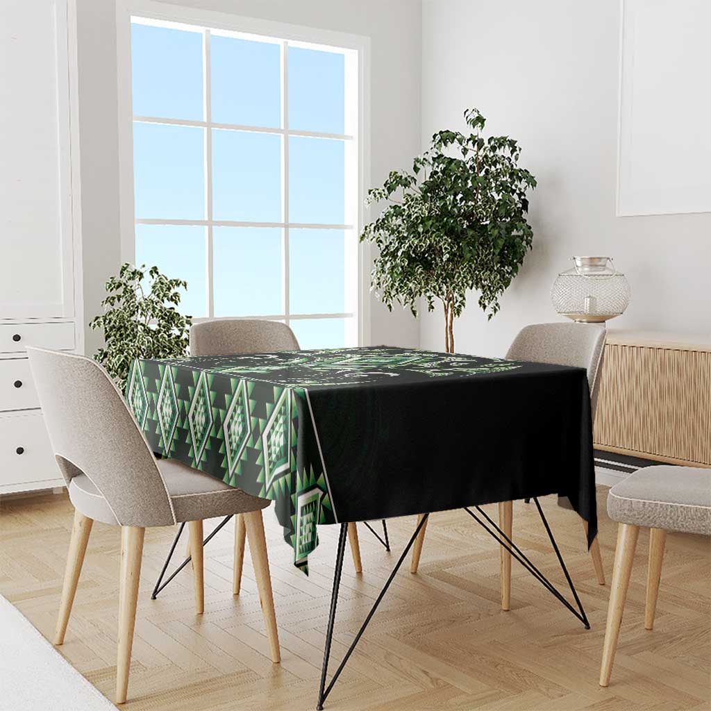 Green Ngaru Taniko With Aotearoa Maori Tattoo Tablecloth LT14 - Polynesian Pride