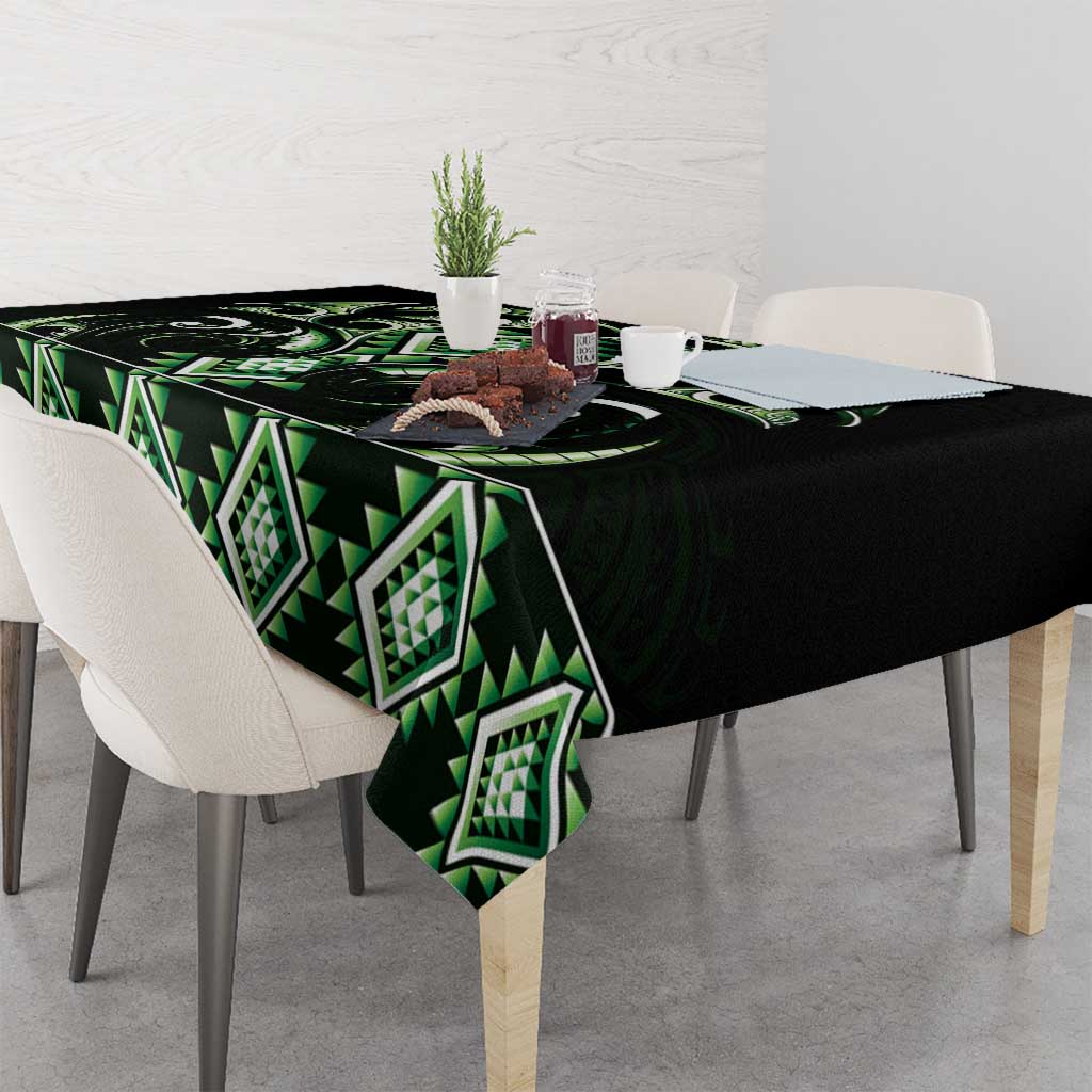 Green Ngaru Taniko With Aotearoa Maori Tattoo Tablecloth LT14 - Polynesian Pride