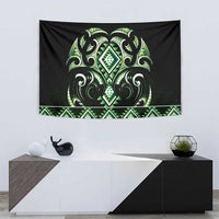 Green Ngaru Taniko With Aotearoa Maori Tattoo Tapestry LT14 - Polynesian Pride