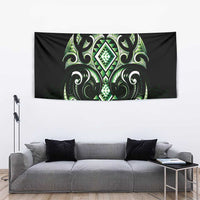 Green Ngaru Taniko With Aotearoa Maori Tattoo Tapestry LT14 - Polynesian Pride