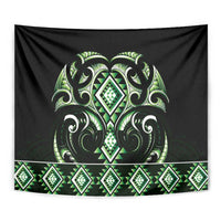 Green Ngaru Taniko With Aotearoa Maori Tattoo Tapestry LT14 - Polynesian Pride