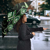 Green Ngaru Taniko With Aotearoa Maori Tattoo Umbrella LT14 - Polynesian Pride