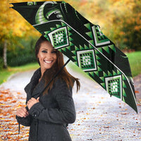 Green Ngaru Taniko With Aotearoa Maori Tattoo Umbrella LT14 - Polynesian Pride
