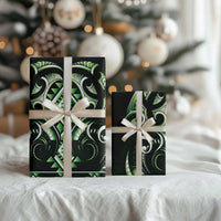 Green Ngaru Taniko With Aotearoa Maori Tattoo Wrapping Paper LT14 - Polynesian Pride